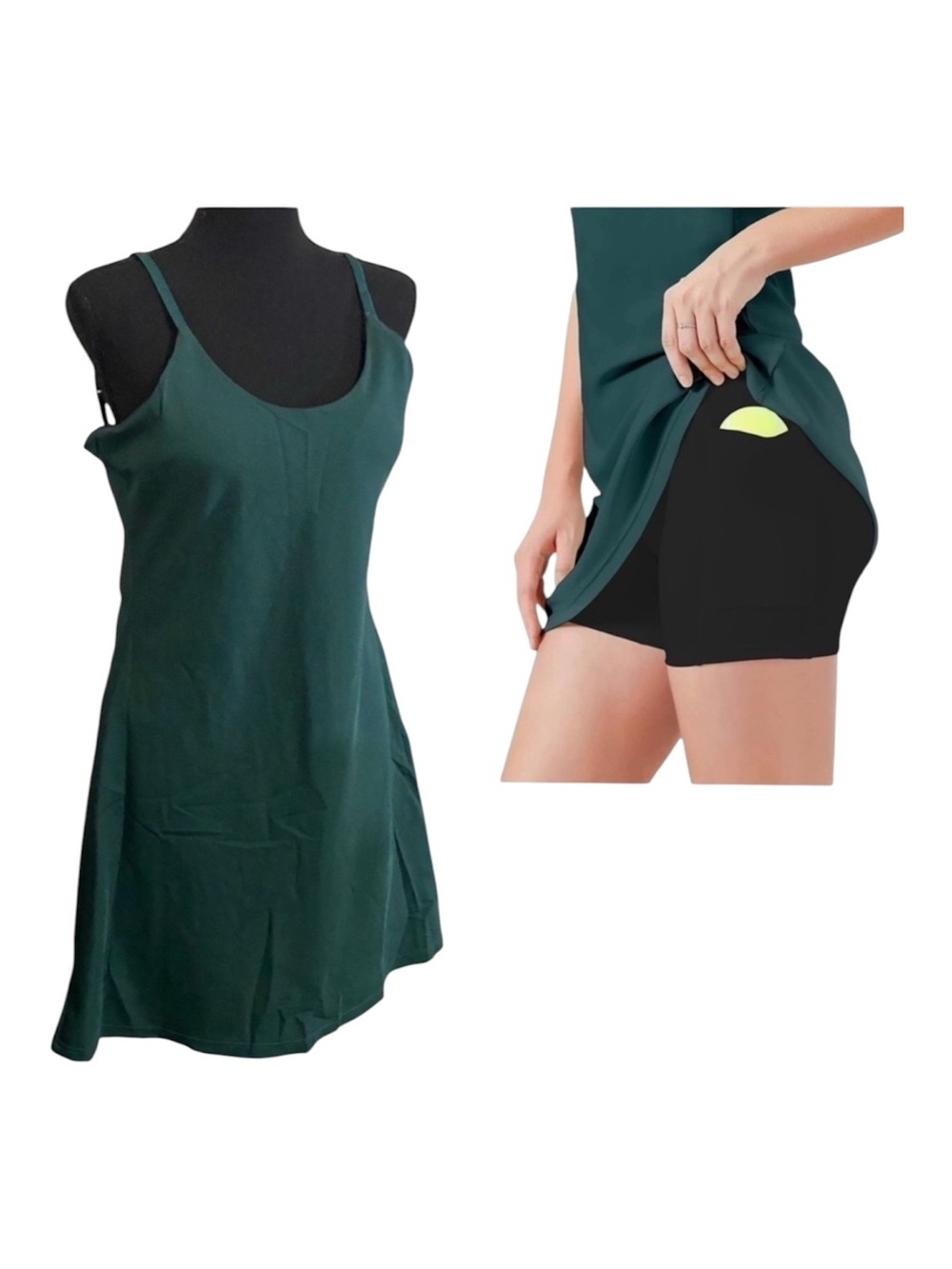 Workout Exercise Dress attached Shorts, Green